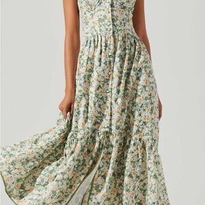 ASTR The Label Floral Green Maxi Dress size XS